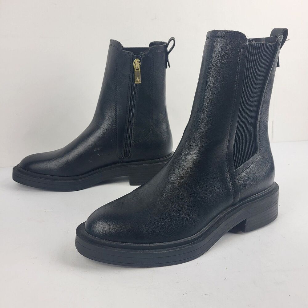 Kenneth Cole Reaction Black Leather Chelsea Ankle Boots